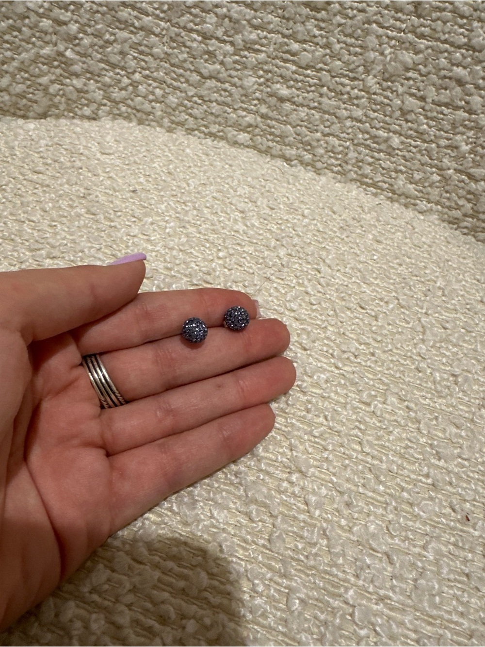 Delicate Silver-Tone Lavender Crystal Stud Earrings